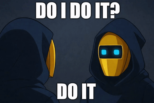 Two Robots Saying Do I Do It