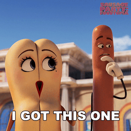 Two Sausages From Sausage Party Standing Together GIF