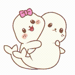 Two Seals Hugging With Heart Above