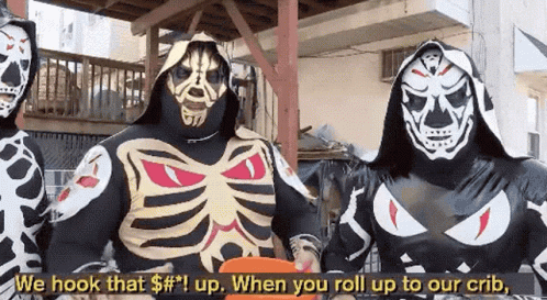 Two Skeletons Saying We Hook That Up When You Roll Up