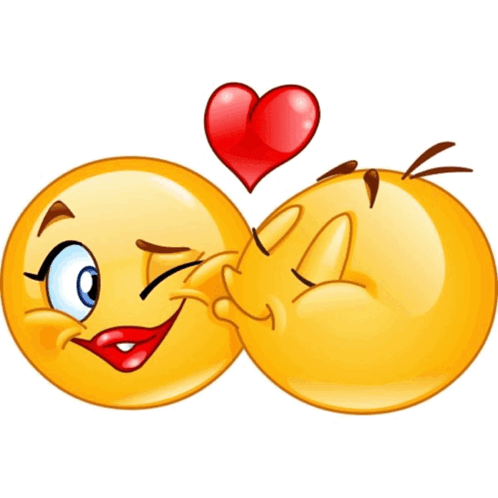Two Smiley Faces Kissing With Heart
