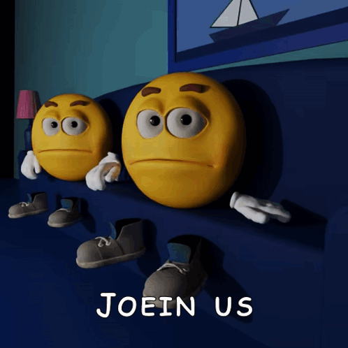 Two Smiley Faces on Blue Couch Joein Us