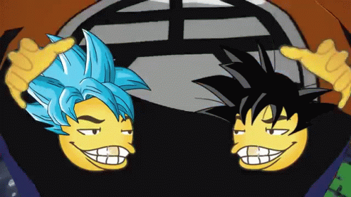 Two Smiley Faces With Different Hair GIF