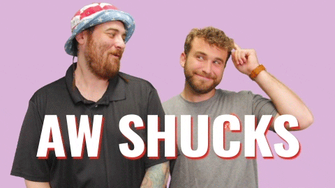 Two Smiling Guys Awww Shucks GIF