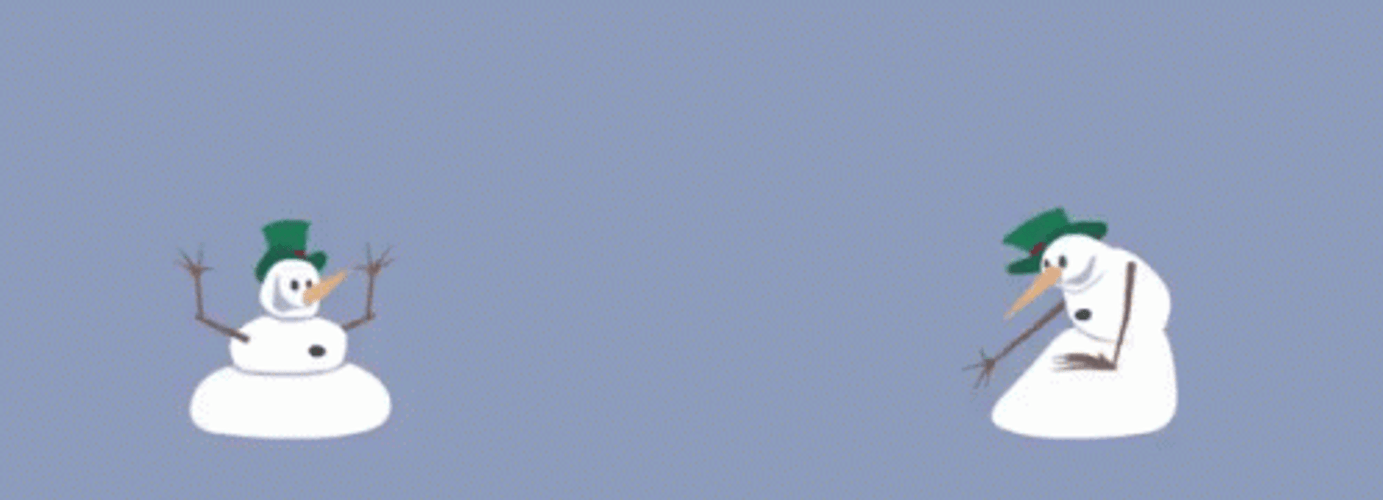 Two Snowman Snowball Fight GIF