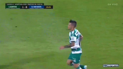 Two Soccer Players Are Giving Each Other A High Five During A Game Sponsored By Fox Deportes GIF