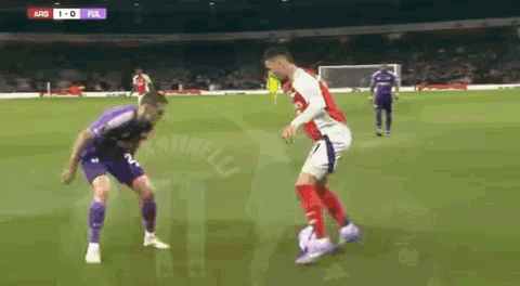 two soccer players are playing a game of soccer on a soccer field .