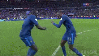 Two Soccer Players Dancing, Number 14 GIF