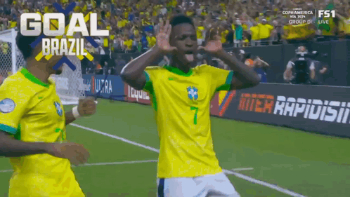 Two Soccer Players Goal Brazil GIF