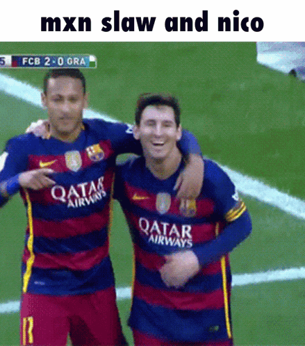 Two Soccer Players in Qatar Airways Jerseys
