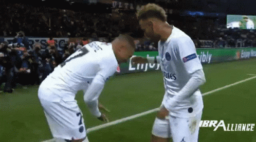 Two Soccer Players On A Field With One Wearing A Number 7 Jersey GIF