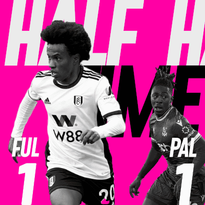 Two Soccer Players On A Pink Background With The Words Half Time GIF