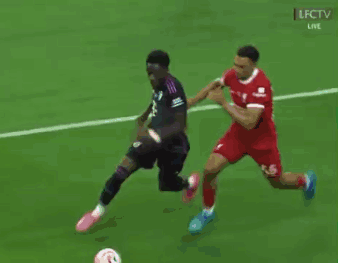 Two Soccer Players On Field Sponsored By LFCTV GIF