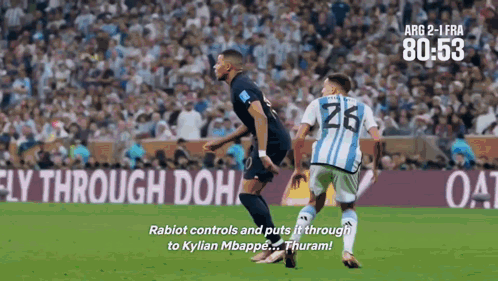 Two Soccer Players On Field With Fly Through Doh Sign GIF