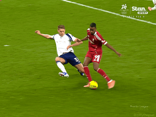 Two Soccer Players on Field With Number 26