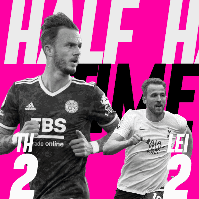 Two Soccer Players on Pink Background Half Time