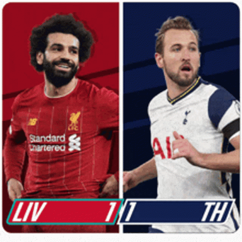 Two Soccer Players One From Liverpool And The Other From Tottenham Are Shown GIF