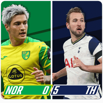 Two Soccer Players One From Norwich And The Other From Tottenham Are Playing A Game GIF