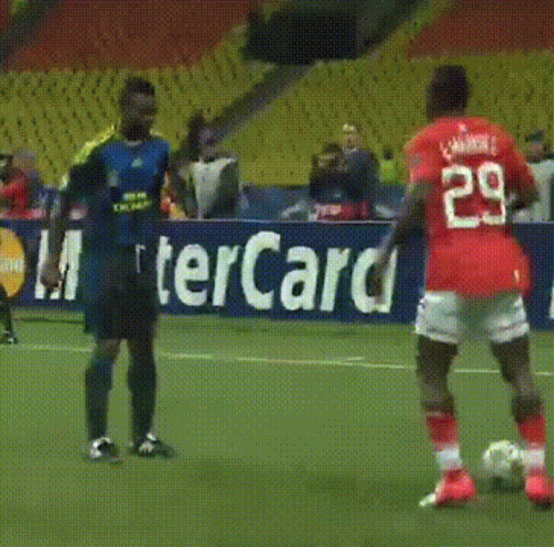 Two Soccer Players One in 29 Jersey
