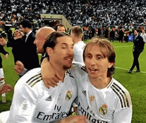 Two Soccer Players Posing GIF