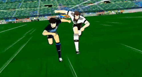 Two Soccer Players Running on Soccer Field