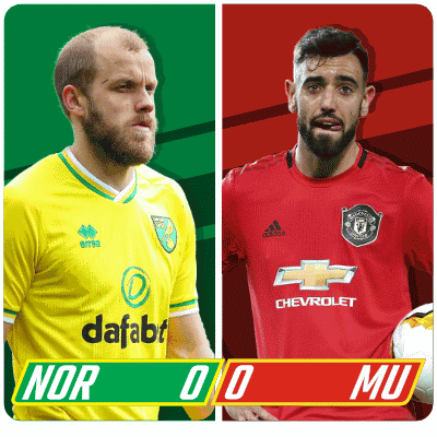Two Soccer Players Standing Next To Each Other With A Score Of Nor 0-0 Mu GIF