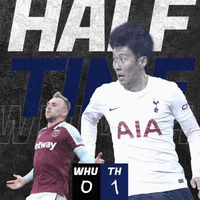 Two Soccer Players Standing Next To Each Other With The Words Half Time Written On The Bottom GIF