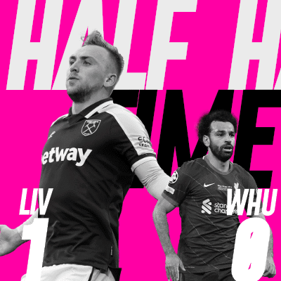 Two Soccer Players With Half Time Text GIF
