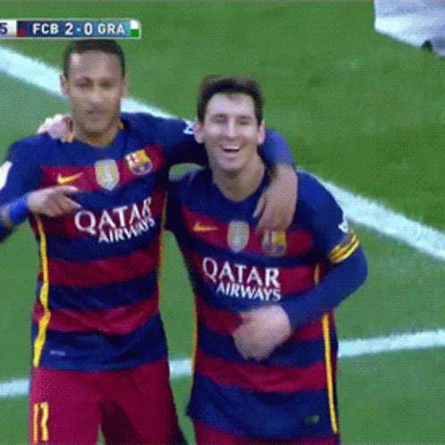 Two Soccer Players With Qatar Airways On Their Jerseys GIF