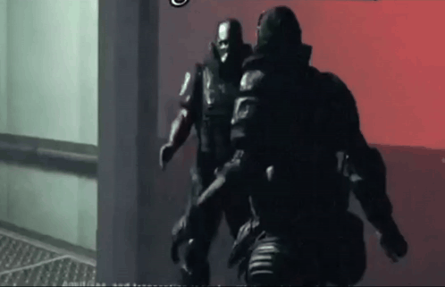 Two Soldiers Walking One With Mask