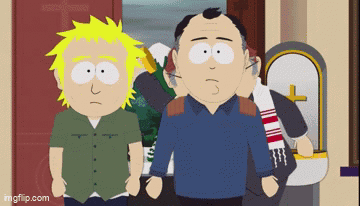 Two South Park Characters in Front of Church