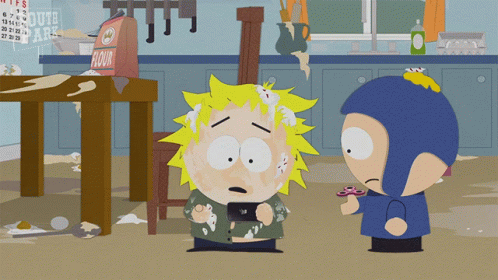 Two South Park Characters in Kitchen with Calendar