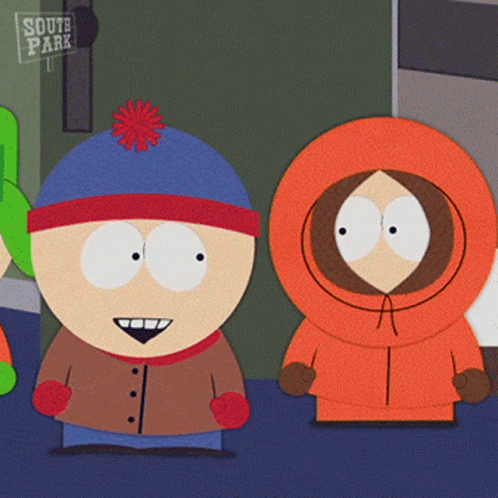 Two South Park Characters Next To Each Other GIF