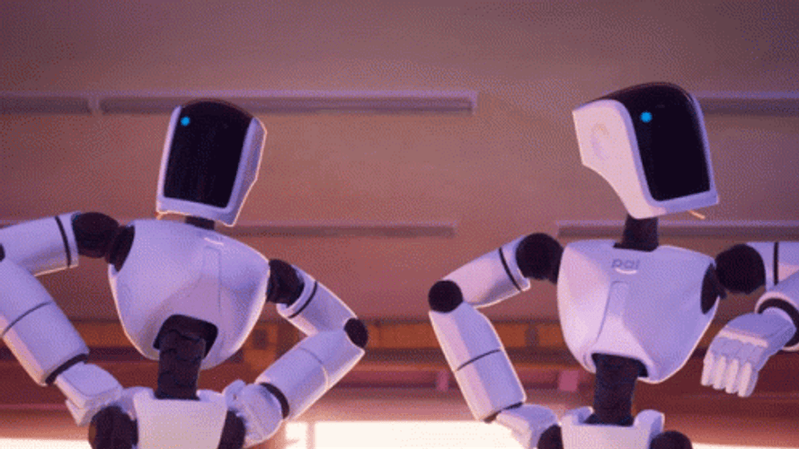 Two Sparkling Robots GIF 
