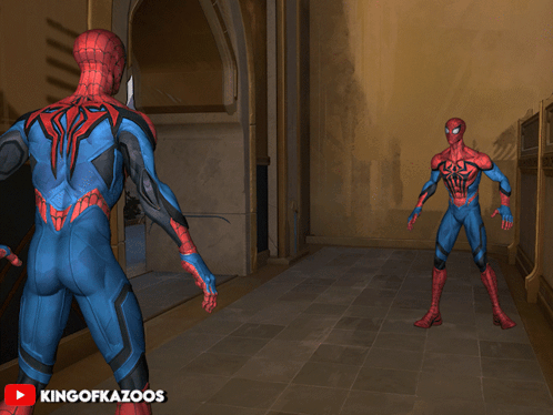 Two Spider-Men in Hallway
