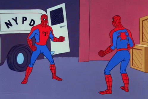 Two Spidermans In Front Of NYPD Van GIF