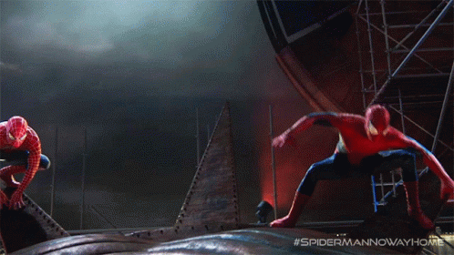 Two Spidermans Side By Side #Spidermannowayhome GIF