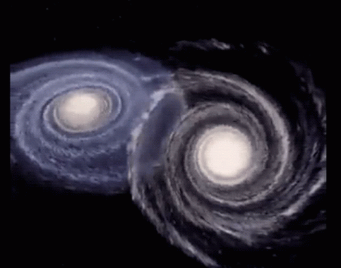 Two Spiral Galaxies Moving in Opposite Directions