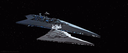 Two Star Wars Ships Flying in Space
