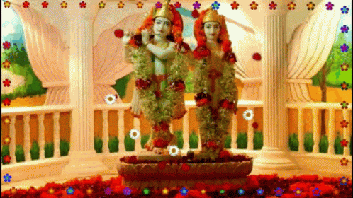 Two Statues of Krishna and Radha