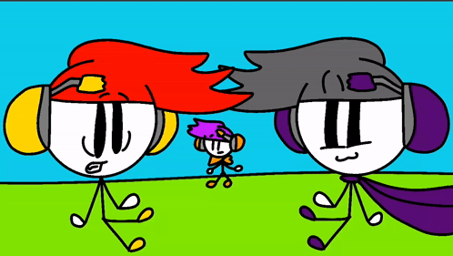 Two Stick Figures Wearing Headphones