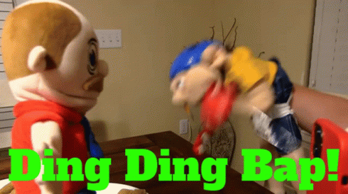 Two Stuffed Animals Saying Ding Ding Bap