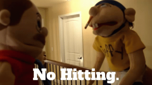 Two Stuffed Animals Saying No Hitting