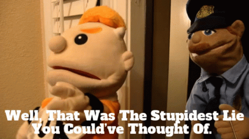 Two Stuffed Animals Saying That Was the Stupidest Lie