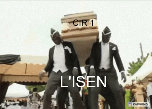 Two Suited Men Carrying Coffin Cir 1 L' Isen GIF