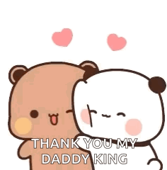 Two Teddy Bears Are Hugging Each Other And Saying Thank You My Daddy King . GIF