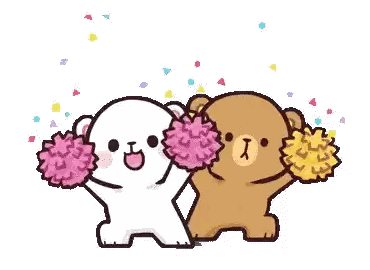 Two Teddy Bears Cheering with Pom Poms