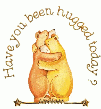 Two Teddy Bears Hugging Each Other With The Words Hugs Love You GIF