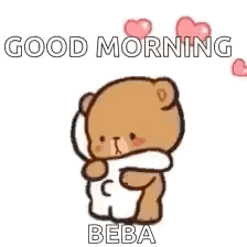 Two Teddy Bears Hugging Good Morning Beba
