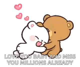 Two Teddy Bears Hugging With Hearts GIF